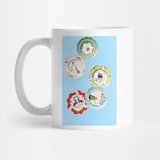 Plates with cute animals on sky blue background Mug